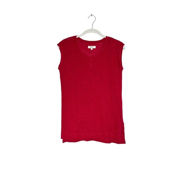 Madewell Women's Modern Linen Muscle Tee in Nouveau Red - Sz XS - NWT - Picture 2 of 8
